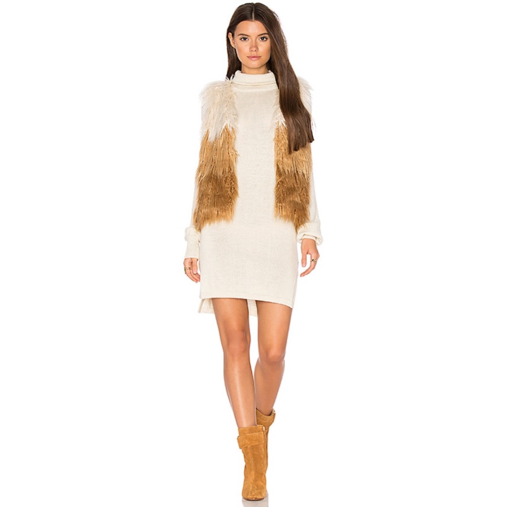 MOTHER Ombré Tri Color Faux Fur Shaggy Vest Jacket